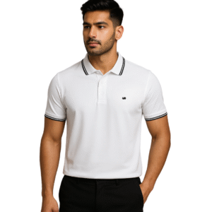 Essential Tech Polo – Arctic White/Black Edition