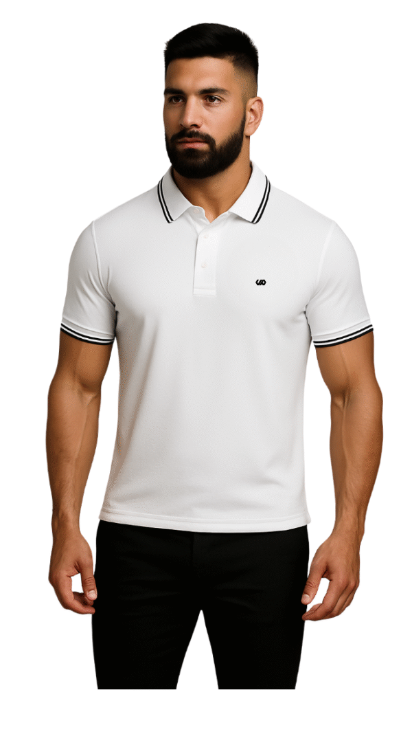 Essential Tech Polo – Arctic White/Black Edition - Image 5